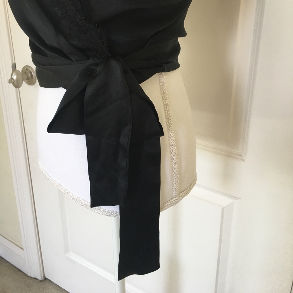 SINGLE Black Side Tie Silk Top - Picture 4 of 7