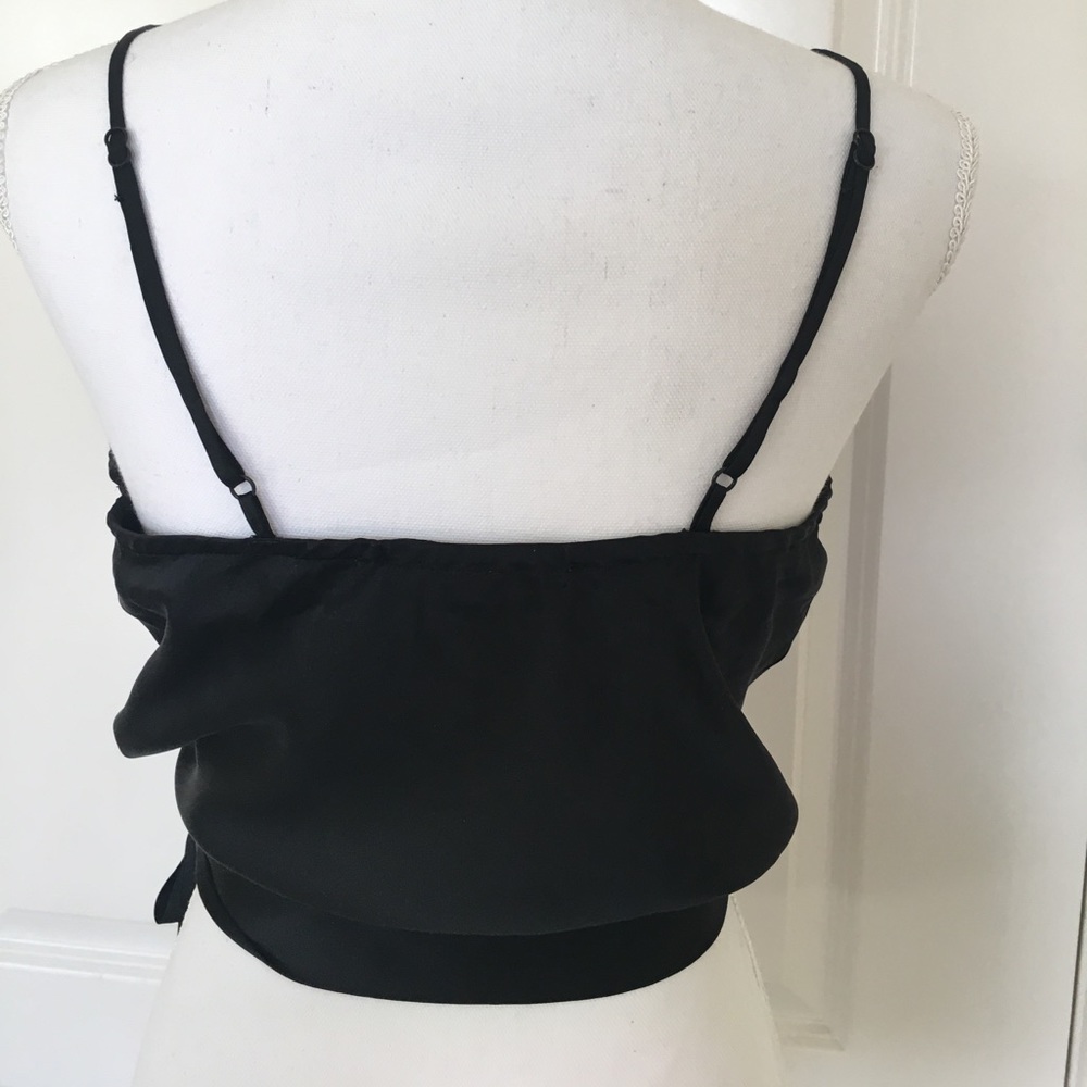SINGLE Black Side Tie Silk Top - Picture 5 of 7