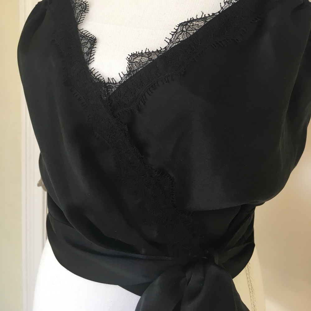 SINGLE Black Side Tie Silk Top - Picture 7 of 7