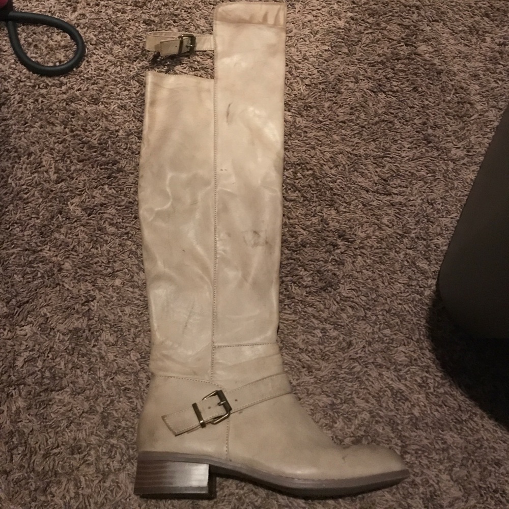 Nude/ cream knee high boots