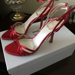 Dior red metallic sandals