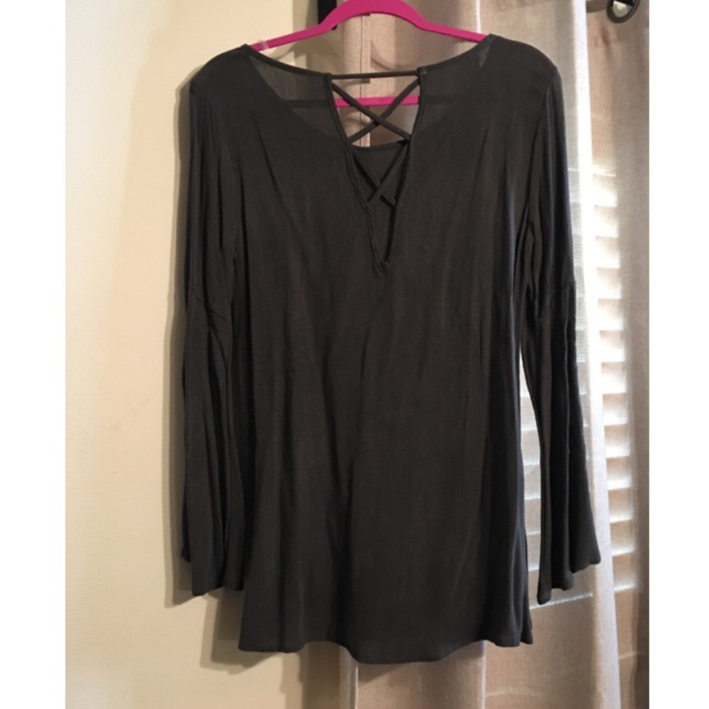 Grey Bell Sleeve Top