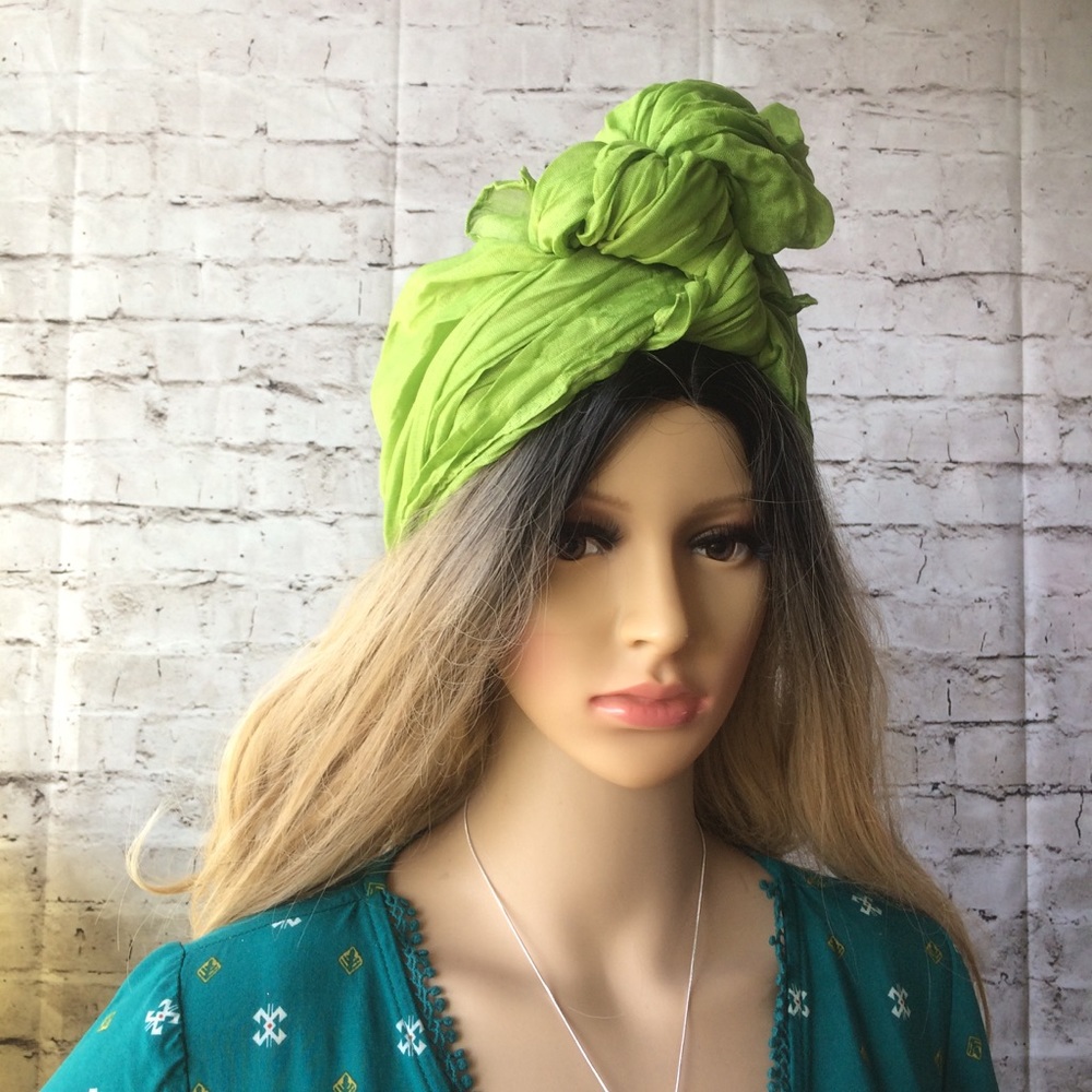 🌸 New green turban headwrap scarf multipurpose - Picture 4 of 8