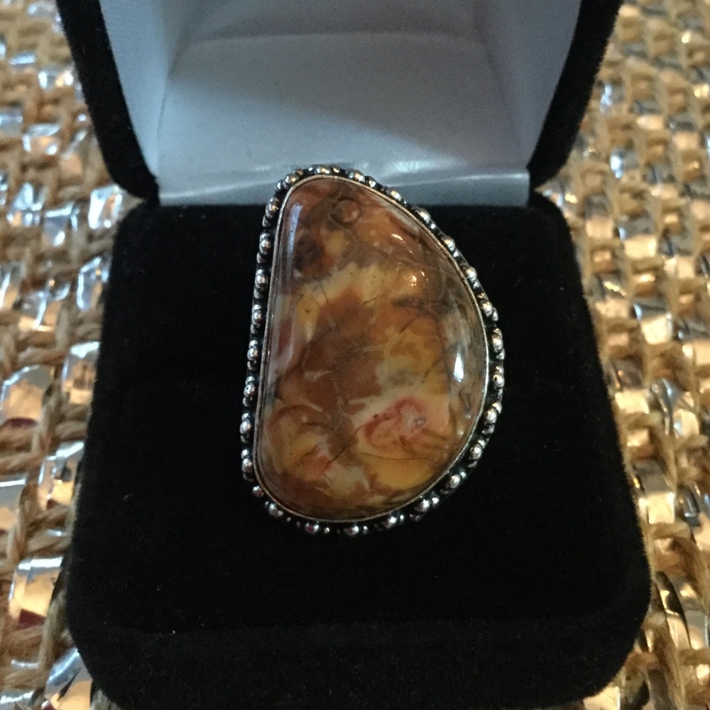 Unique Genuine Poppy Jasper Ring