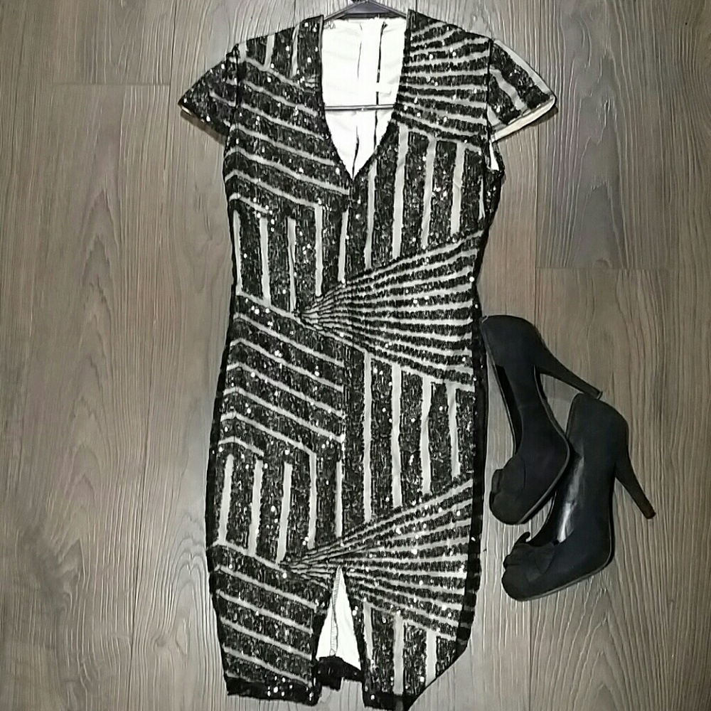 Black Sequin Party Dress
