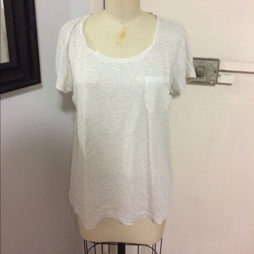 Grey Knit Tee with Woven Back