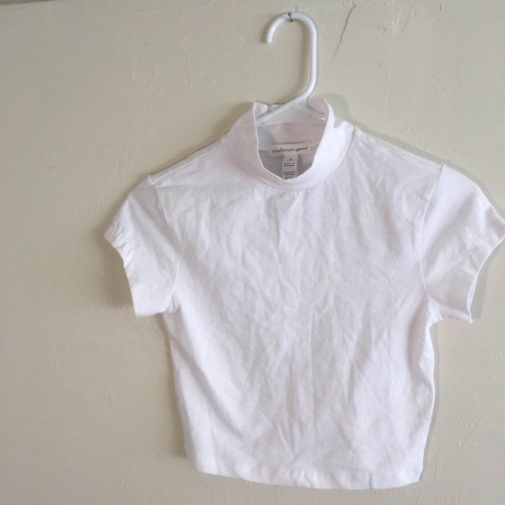 White crop top turtleneck