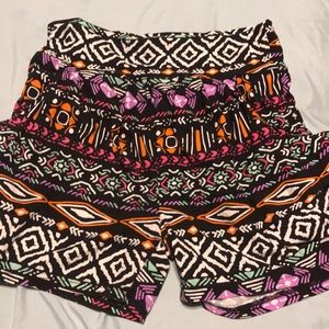 High waisted printed cotton shorts