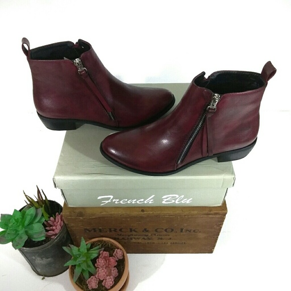 French Blu Shoes - New Arrival! French Blu Maroon Marbled Ankle Boots