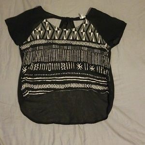 Black & tan cold shoulder crop top