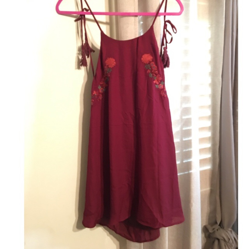 Burgundy embroidered dress