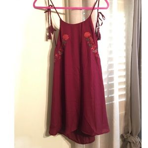 Burgundy embroidered dress
