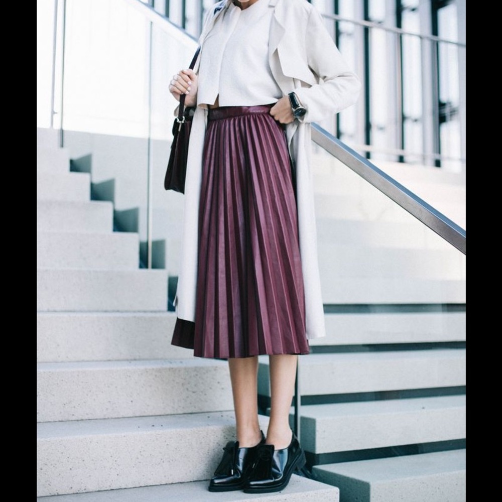 Burgundy Pleated Midi Skirt, never worn.