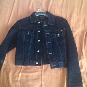 Cropped vintage Tommy Hilfiger dark denim jacket