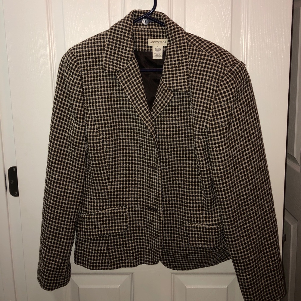 Ann Taylor brown and tan tweed jacket