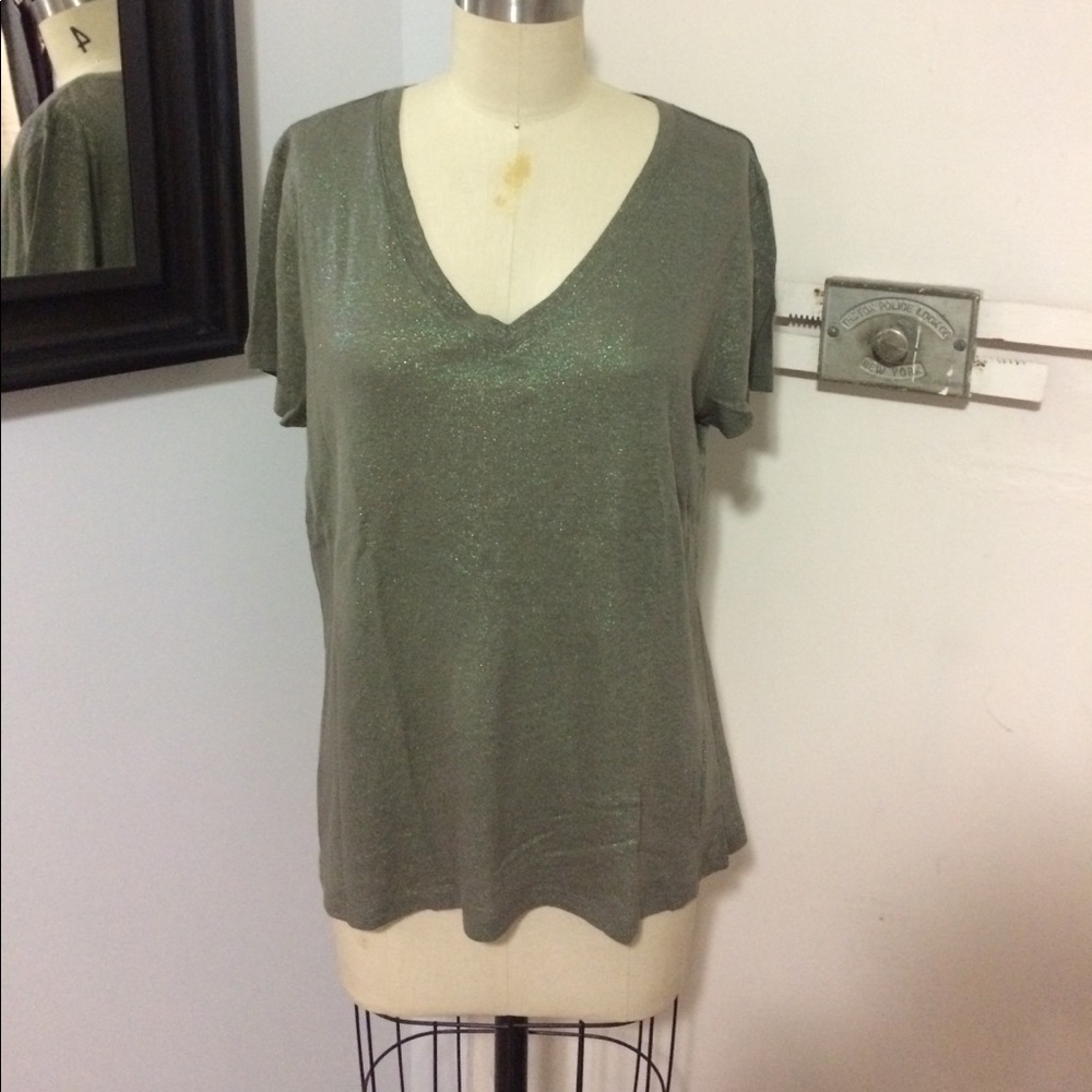 Army Green Foil V Nk Tee