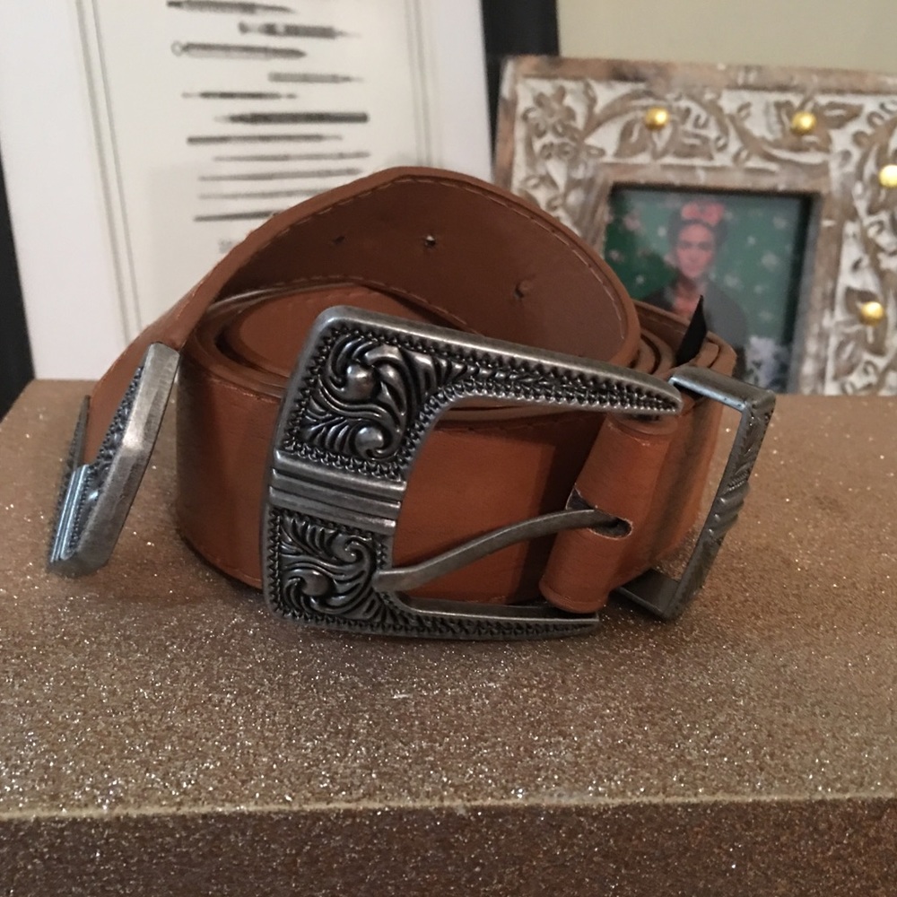 Tan belt with Silver hardware
