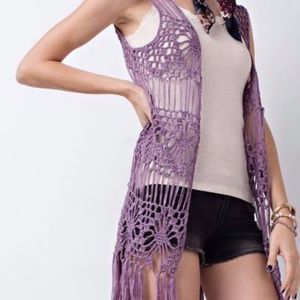Lilac Crochet Women's Vest