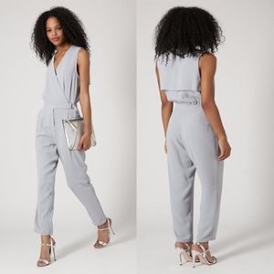 TOPSHOP Sleeveless Crepe Gray Jumpsuit Sz 6