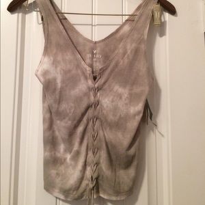 Green tie dye tied up tank top