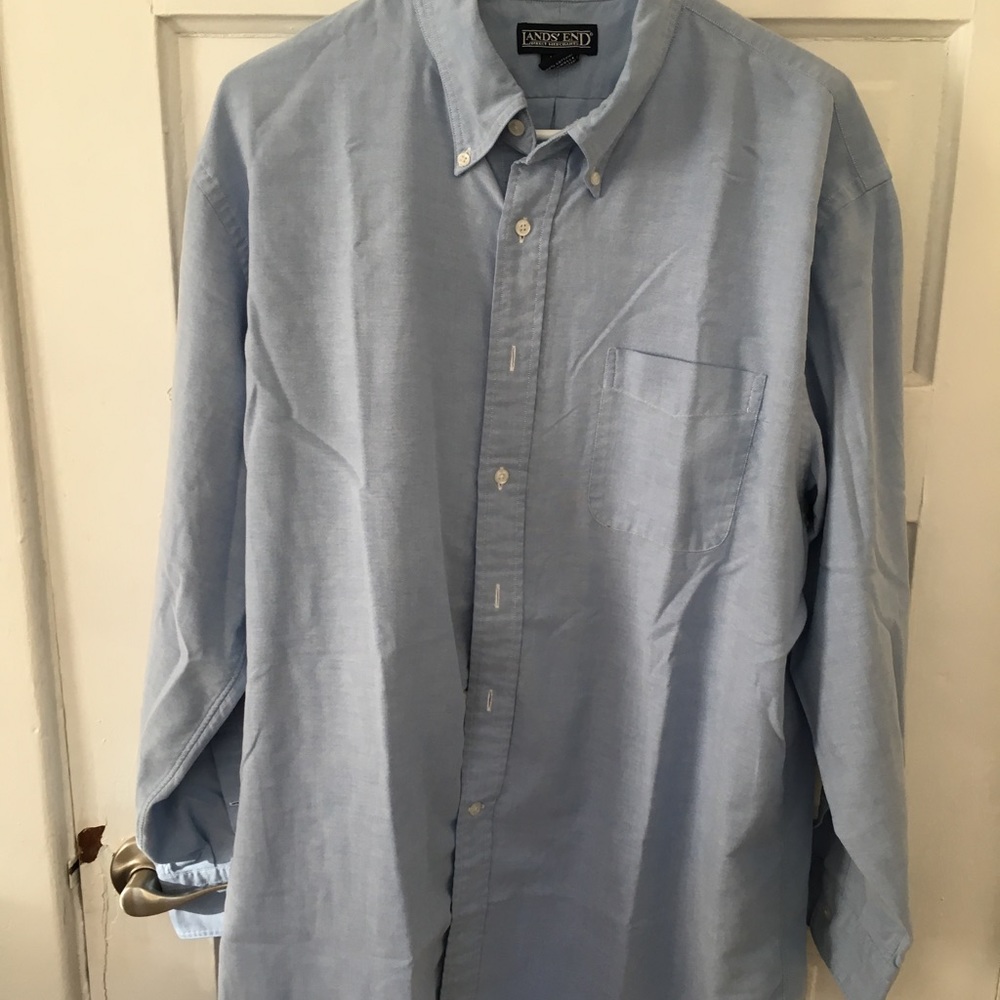 Land's End button down blue shirt long sleeve