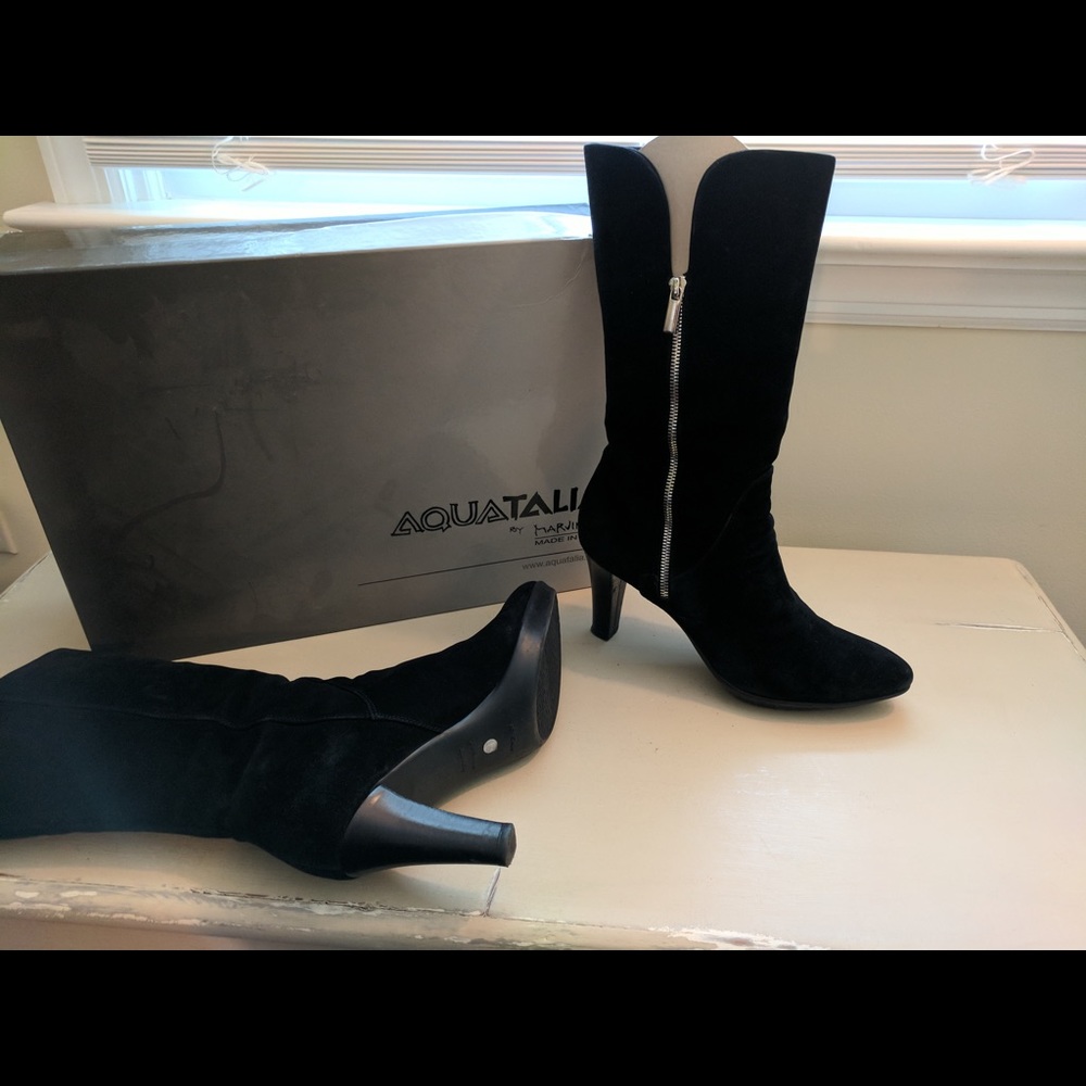 Aquatalia Rook Black Napa Suede Boot