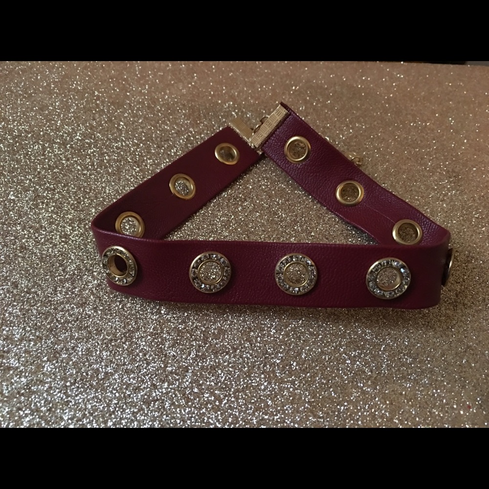 Red and gold studded choker