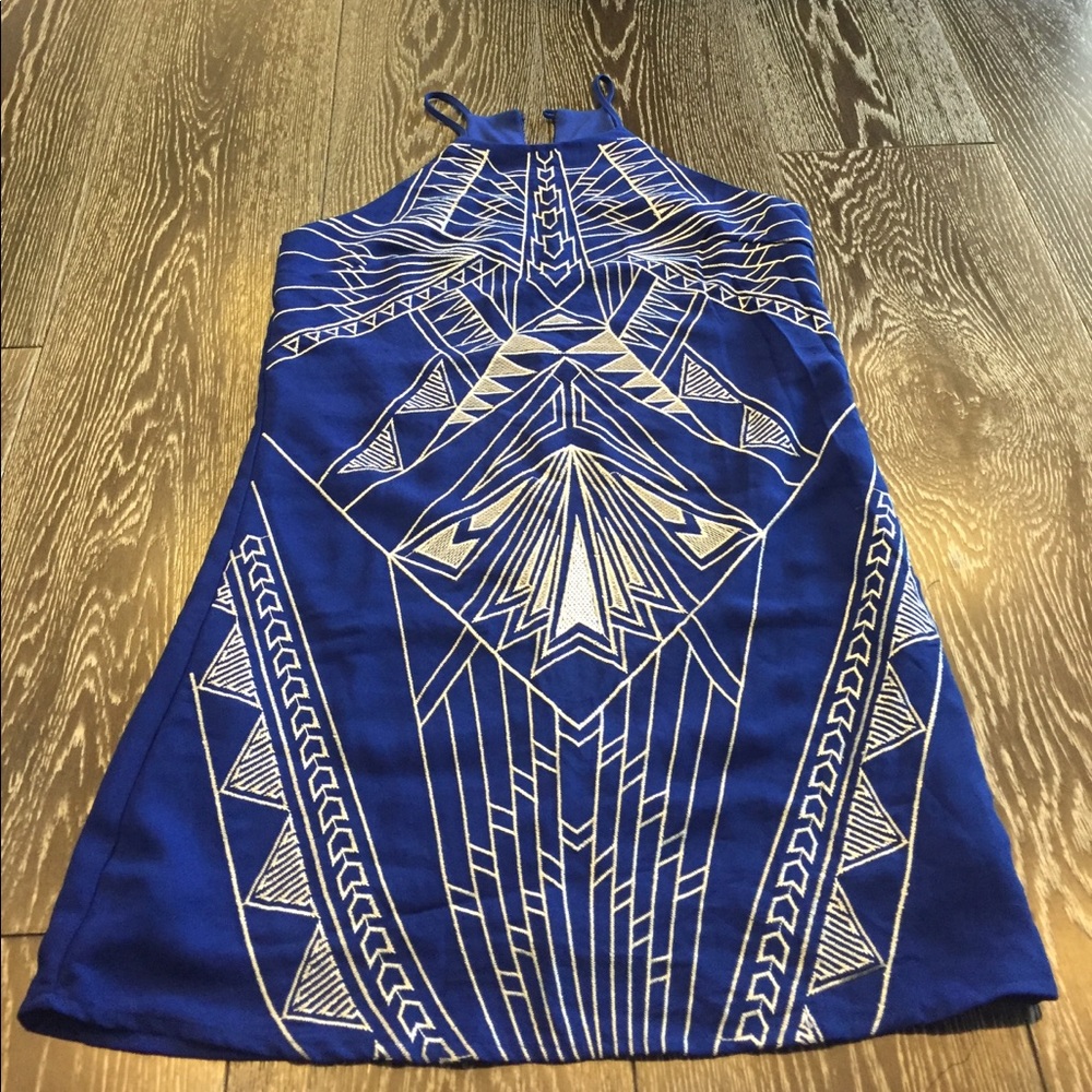 Royal Blue Aztec Embroidered Dress Small