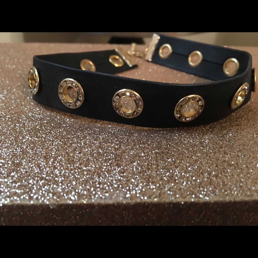 Black and gold studded choker