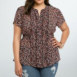 Floral Chiffon Ruffle Top