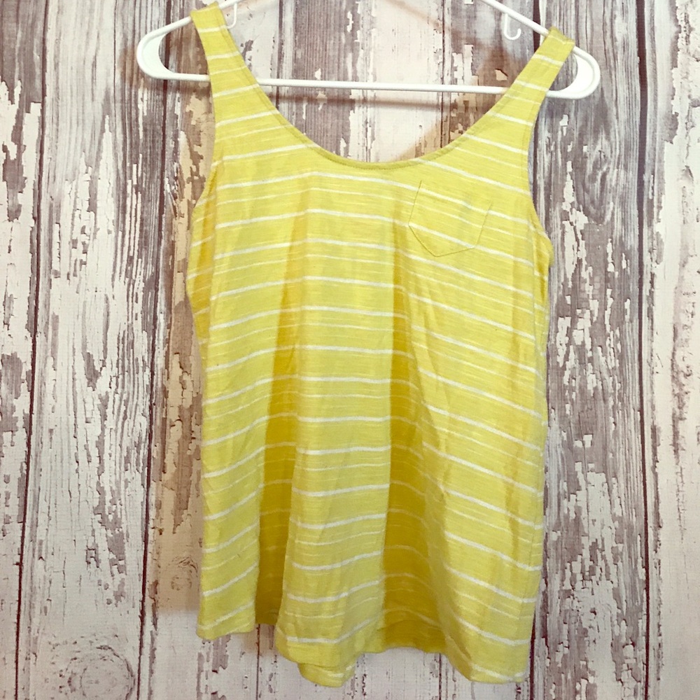 Yellow and white striped women’s tank top
