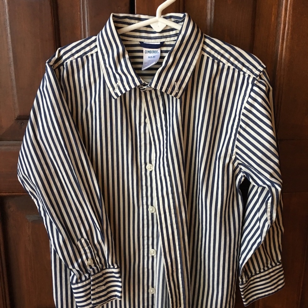 Boys navy stripe Gymboree button down 5/6