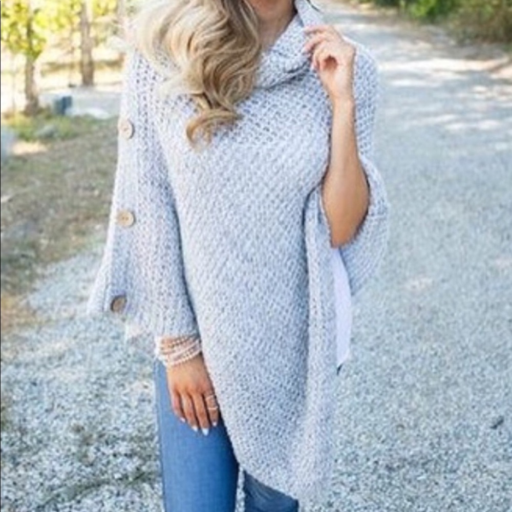 Oatmeal Poncho Size OS - Picture 2 of 3