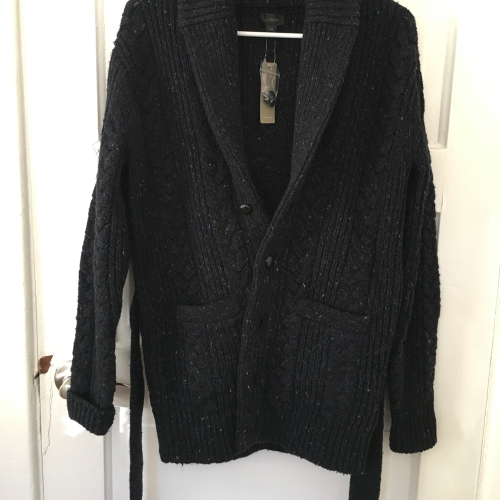 NWT JCrew Navy Cable Knit Wrap Sweater