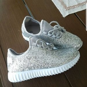 Boutique Silver Glitter Sneakers
