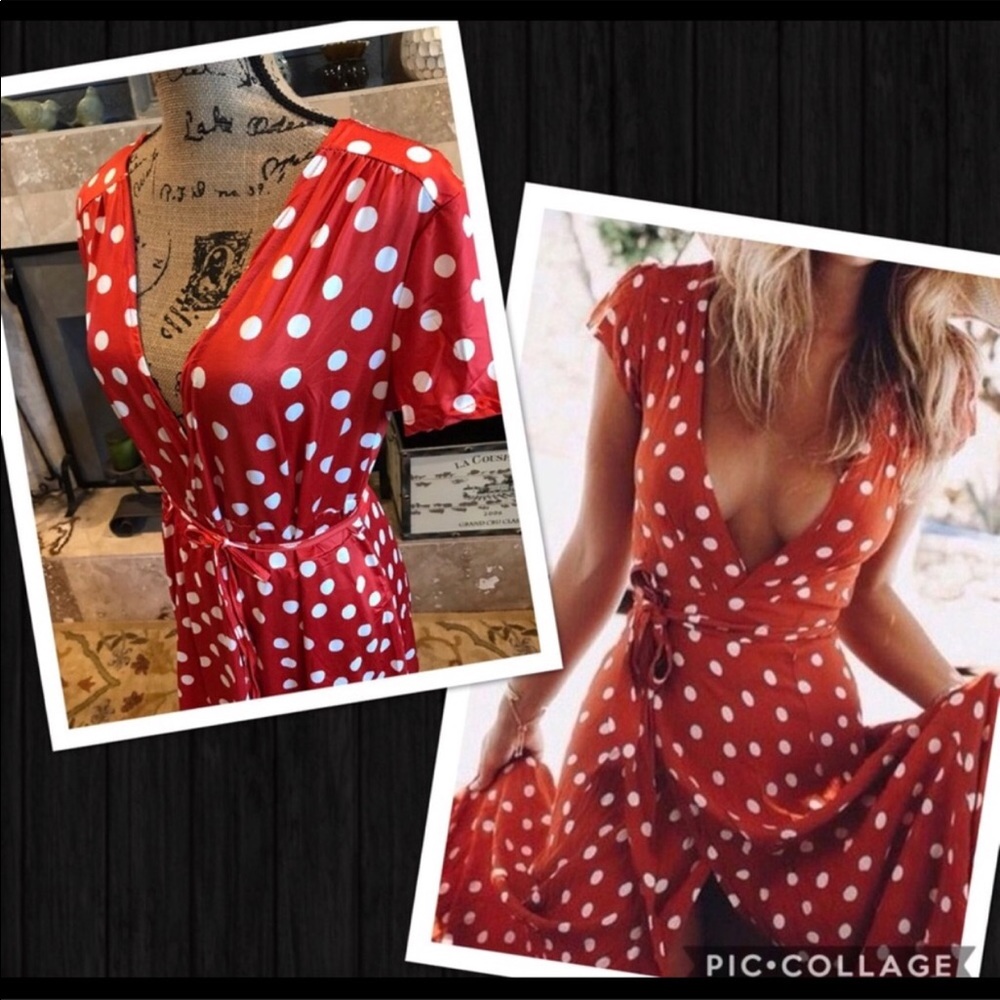 Boho polka dot maxi wrap dress - Picture 5 of 8