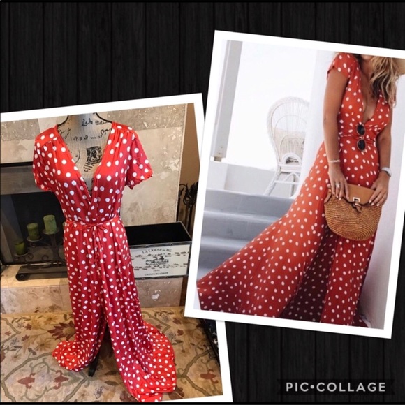 Boho polka dot maxi wrap dress - Picture 3 of 8