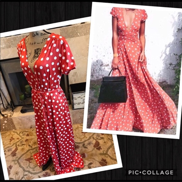 Boho polka dot maxi wrap dress - Picture 4 of 8