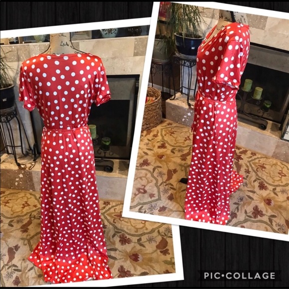 Boho polka dot maxi wrap dress - Picture 6 of 8
