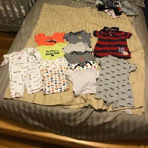Lot of 12 short sleeve 3-6 boys onesies & rompers