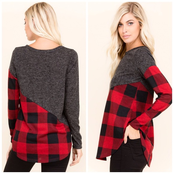 Soft and Stunning Plaid Contrast Soft Tunic! - Picture 2 of 2