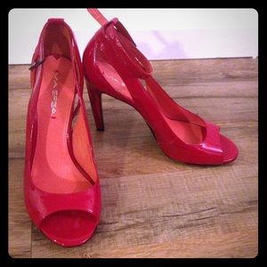Red Leather Heels Size 8