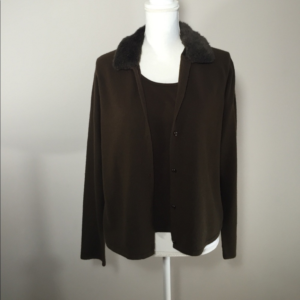 ♦️Final Sale♦️NORTON McNAUGHTON Sweater Faux Fur