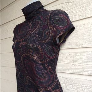 |Ralph Lauren| Turtle Neck Burgundy/print shirt