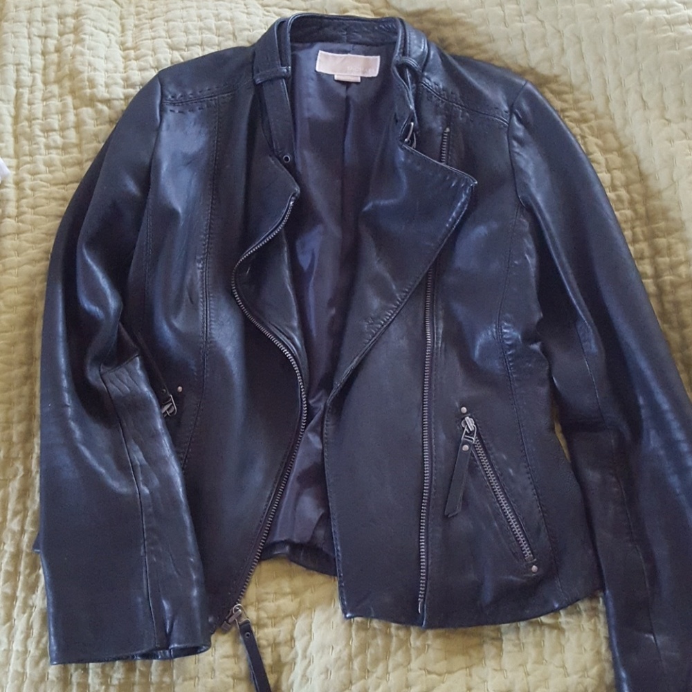 Michael Kors Leather Moto Jacket
