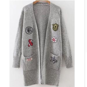 KNIT PATCHED CARDIGAN