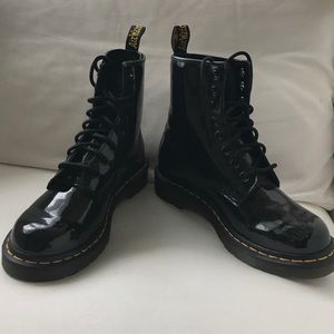 Doc Martens black patent leather boots