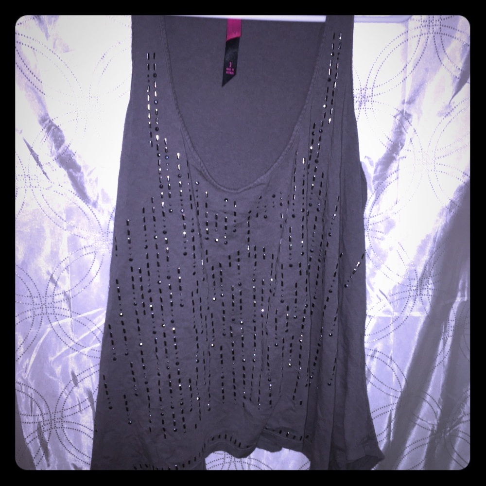 Grey beaded tank top