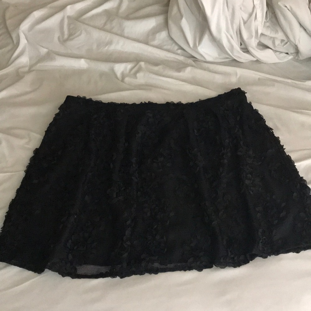 Black floral mesh skirt