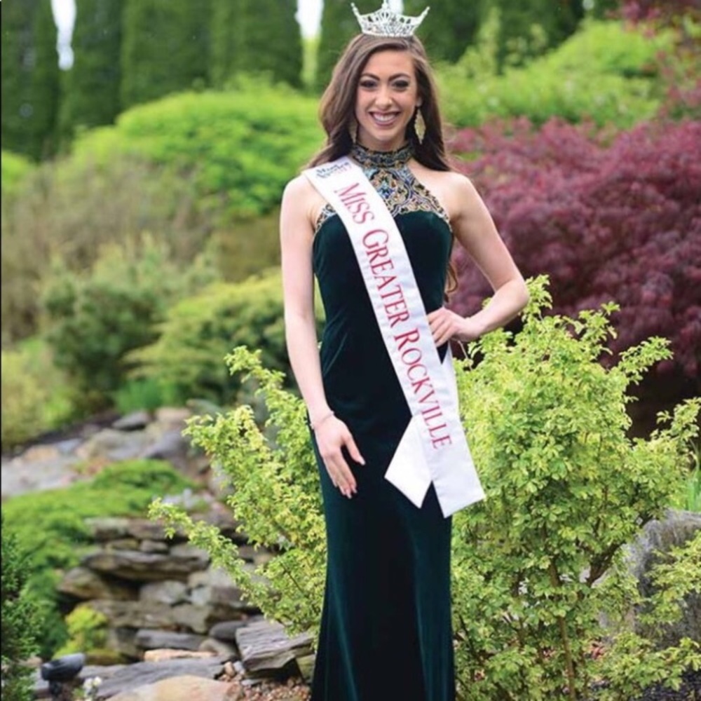 Sherri Hill Green Velvet Gown